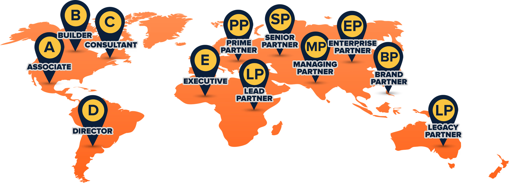 Global network map showing Ascendra membership levels