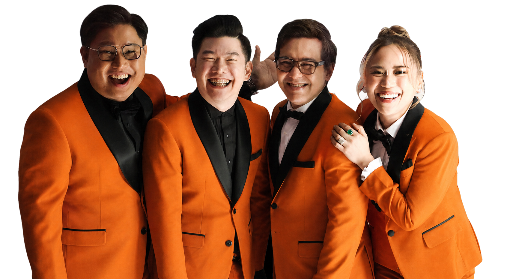 Ascendra founders in matching orange jackets