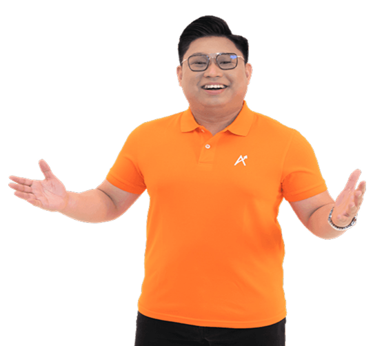 Miko in an Ascendra orange polo, welcoming you with open arms